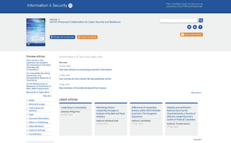 Интернет сайт на списанието Information & Security (екран)