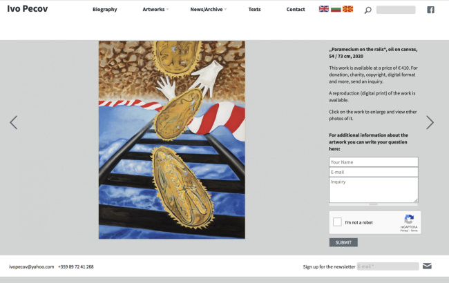 Website of the painter Ivo Petsov (screen)