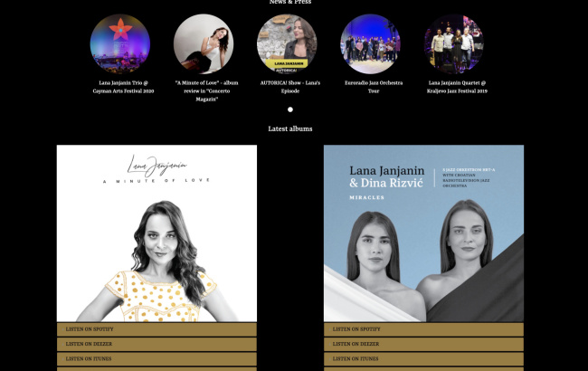 Website of the singer & composer from Croatia Lana Janjanin (screen)